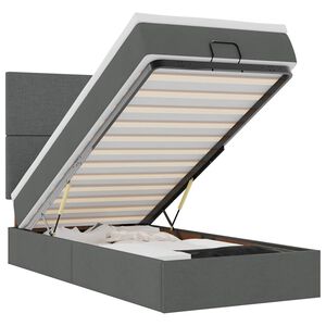 vidaXL Lit ottoman avec matelas gris fonc&eacute; 90x200 cm tissu