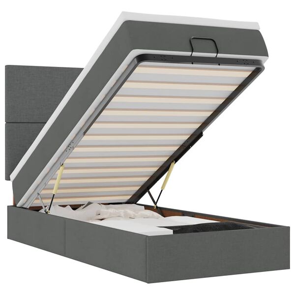 vidaXL Lit ottoman avec matelas gris fonc&eacute; 90x200 cm tissu