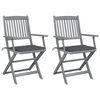 vidaXL Chaises pliables d'ext&eacute;rieur lot de 2 et coussins Bois d'acacia