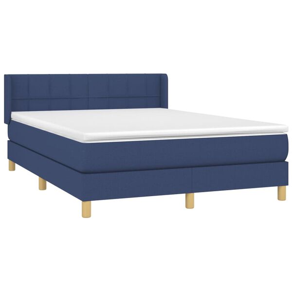 vidaXL Sommier &agrave; lattes de lit avec matelas Bleu 140x190 cm Tissu