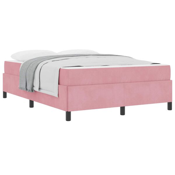 vidaXL Cadre de lit avec matelas Rose 160 x 200 cm tissu
