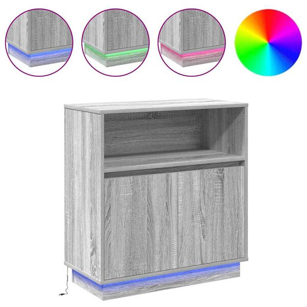 vidaXL Buffet LED Gris Sonoma 71 x 34,5 x 75 cm Bois d'ingénierie