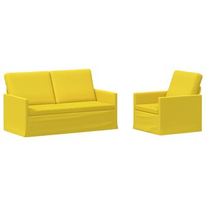 vidaXL Ensemble de Canap&eacute;s 2 pc Jaune clair Tissu