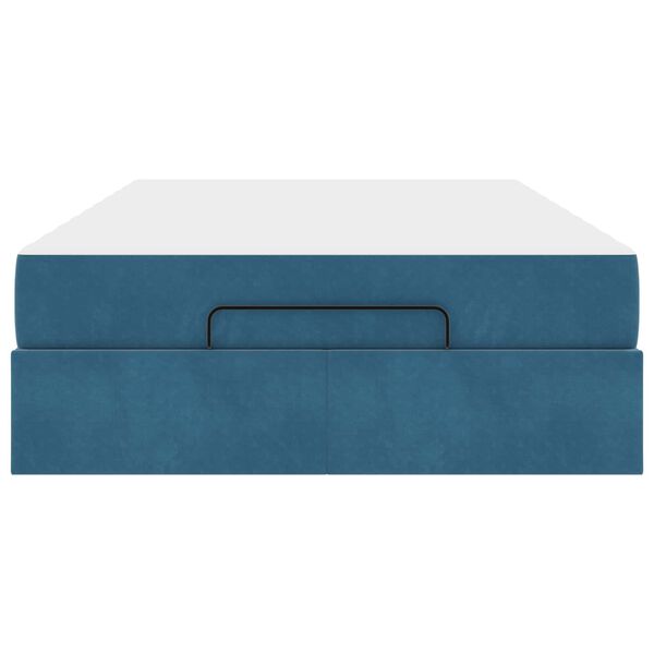 vidaXL Cadre de lit avec matelas avec matelas 2 pcs Bleu Velours