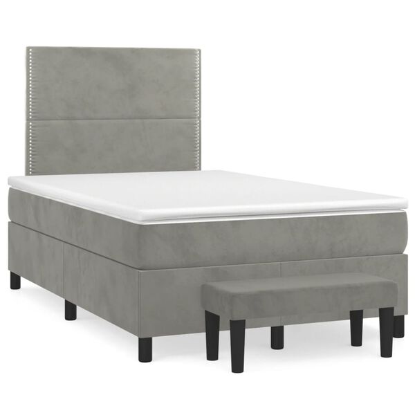 vidaXL Sommier &agrave; lattes de lit et matelas Gris clair 120x200cm Velours