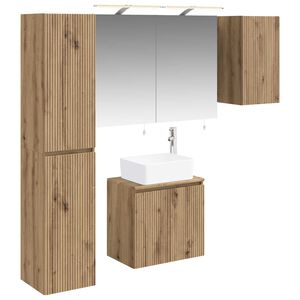 vidaXL Ensemble d'armoire de salle de bain 5 pcs Ch&ecirc;ne artisanal