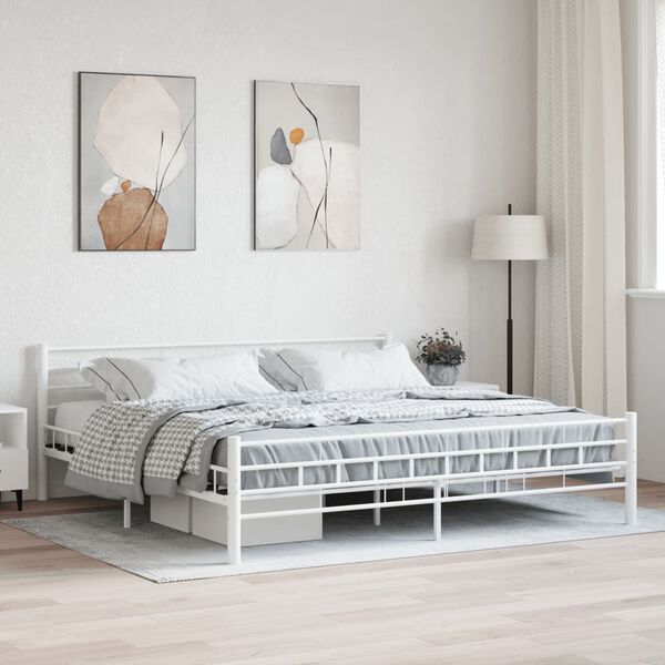 vidaXL Cadre de lit sans matelas blanc m&eacute;tal 180x200 cm