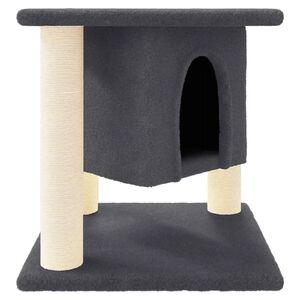 vidaXL Arbre &agrave; chat avec griffoirs en sisal Gris fonc&eacute; 37 cm