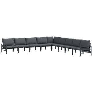 vidaXL Ensemble de canap&eacute; de jardin avec coussin 9 pcs Noir Acier