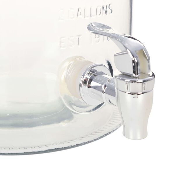 vidaXL Distributeur d'eau XXL avec robinet Transparent 8 L Verre