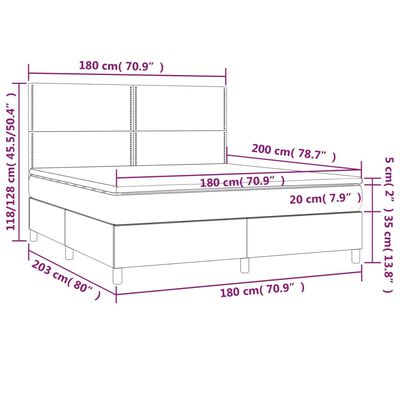 vidaXL Sommier à lattes de lit avec matelas et LED Noir 180x200 cm