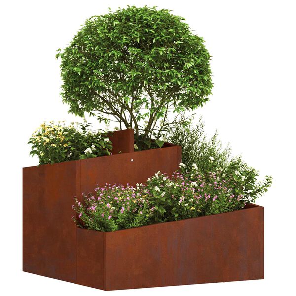 vidaXL Cache-pot de jardin Marron 60 x 60 x 50 cm Acier patin&eacute;