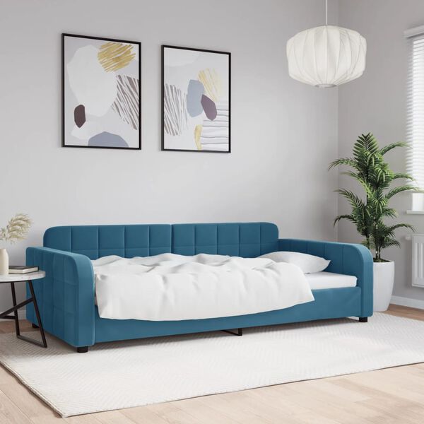 vidaXL Lit de repos sans matelas bleu 100x200 cm velours