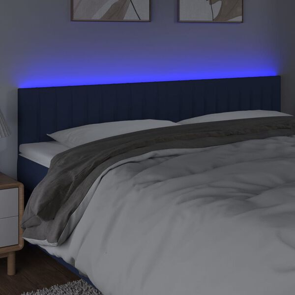 vidaXL T&ecirc;te de lit &agrave; LED Bleu 200x5x78/88 cm Tissu