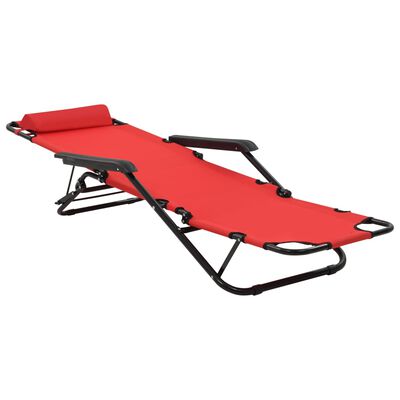 vidaXL Chaises longues pliables 2 pcs avec repose-pied Acier Rouge