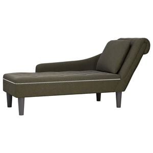 vidaXL Fauteuil long et coussin/accoudoir droit vert arm&eacute;e similicuir
