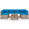 vidaXL Salon palette de jardin 7 pcs et coussins Bois de pin impr&eacute;gn&eacute;