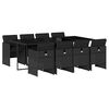 vidaXL Ensemble &agrave; manger de jardin 9pcs coussins noir r&eacute;sine tress&eacute;e