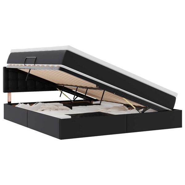 vidaXL Lit avec rangement et matelas Noir 160 x 200 cm Simili cuir