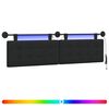 vidaXL T&ecirc;te de lit suspendue Avec lumi&egrave;re LED Noir Tissu