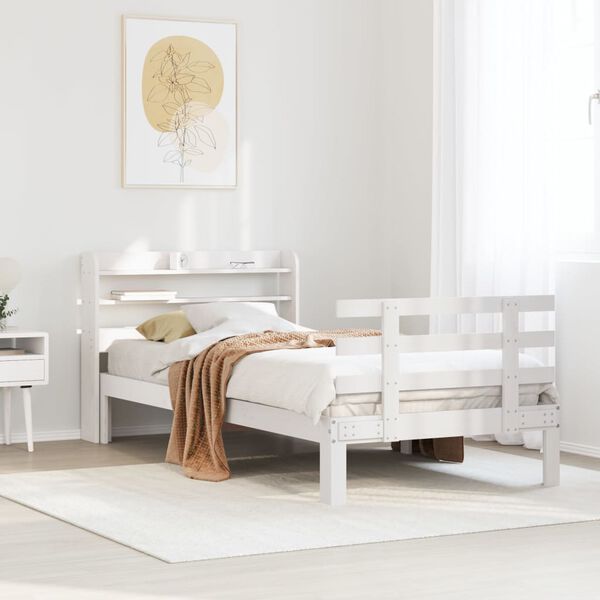 vidaXL Cadre de lit avec t&ecirc;te de lit sans matelas blanc 75x190 cm