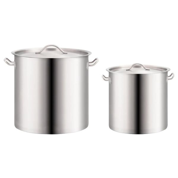 vidaXL Ensemble de 2 casseroles à bouillon 50/25 L Inox