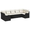 vidaXL Ensemble de canap&eacute; de jardin 7 pc Noir et blanc Poly rotin