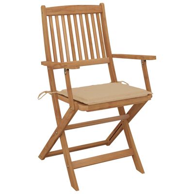 vidaXL Chaises pliables de jardin lot de 6 avec coussins Bois d'acacia