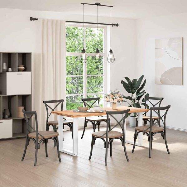 vidaXL Pieds de table &agrave; manger en U 2 pi&egrave;ces Blanc 70 x (72-73) cm Acier