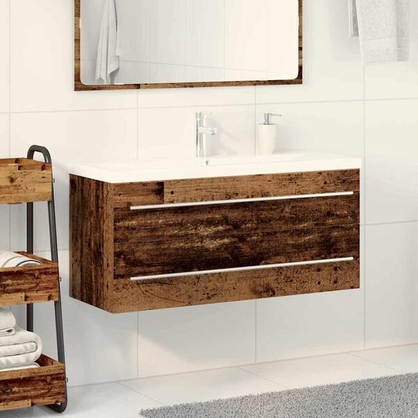 vidaXL Meuble de Lavabo de Salle de Bain avec tiroir 2 pcs Bois Ancien