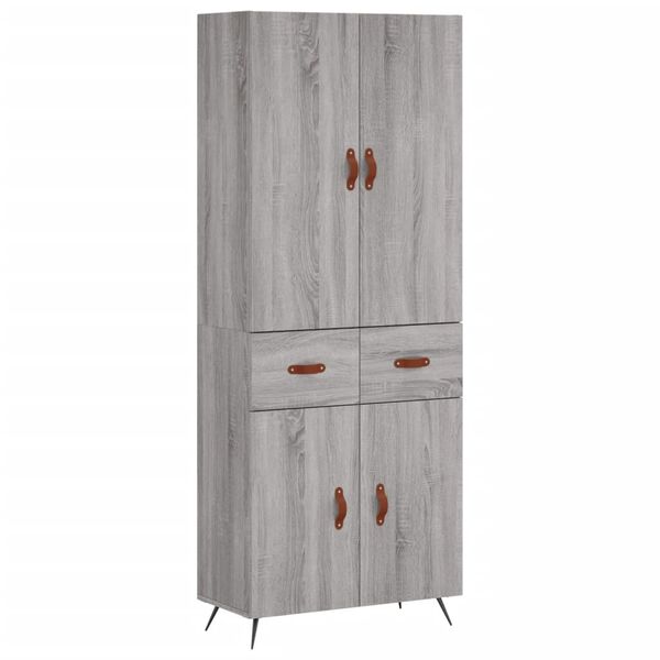 vidaXL Buffet haut Sonoma gris 69,5x34x180 cm Bois d'ing&eacute;nierie