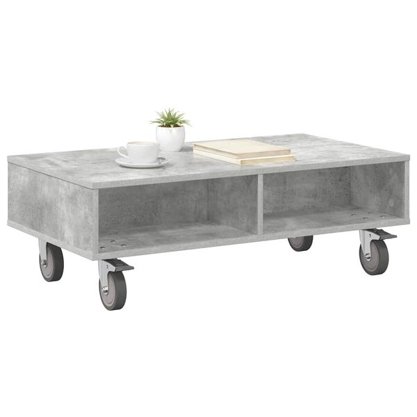 vidaXL Table d'appoint avec roues Gris b&eacute;ton 90 x 50 x 30 cm