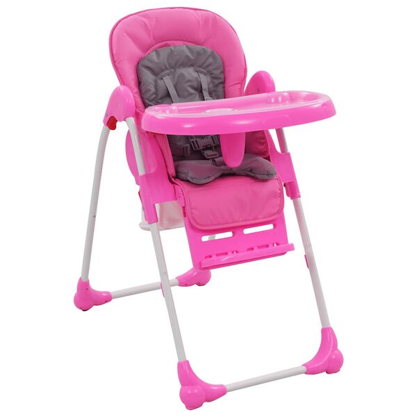 vidaXL Chaise haute pour b&eacute;b&eacute; Rose et gris