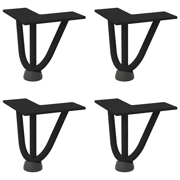 vidaXL Pieds en épingle à cheveux pour table basse 4 pièces Noir 10 cm Acier massif
