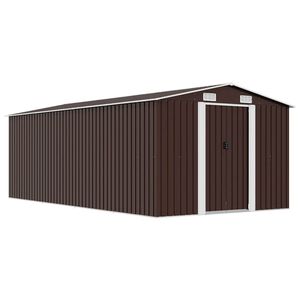 vidaXL Abri de jardin 257x489x181 cm Métal Marron