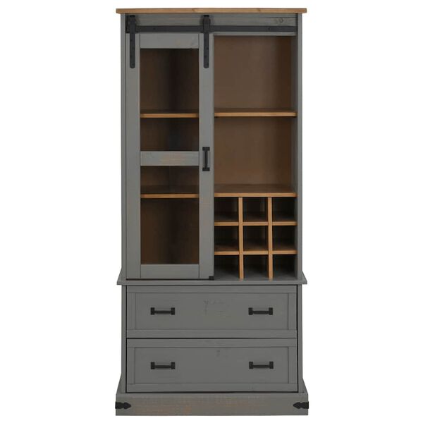 vidaXL Armoire &agrave; vin HALDEN casiers &agrave; vin porte coulissante gris pin