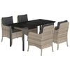vidaXL Ensemble &agrave; manger de jardin et coussins 5 pcs gris clair rotin
