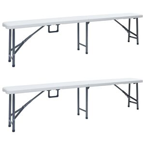 vidaXL Bancs de jardin pliables lot de 2 180 cm PEHD Blanc