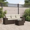 vidaXL Salon de jardin 4 pcs avec coussins marron r&eacute;sine tress&eacute;e