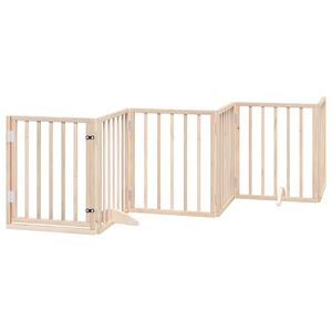 vidaXL Barri&egrave;re pour chien avec porte pliable 6 panneaux 300 cm Bois de peuplier