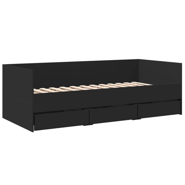 vidaXL Lit de jour avec tiroirs sans matelas noir 75x190 cm
