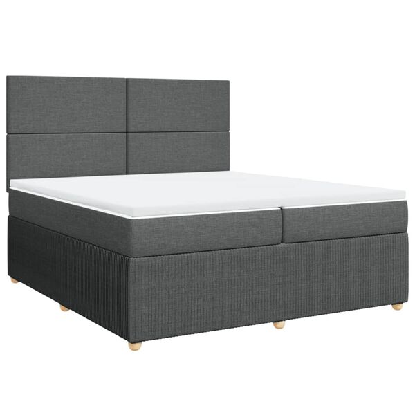 vidaXL Sommier &agrave; lattes de lit avec matelas Gris fonc&eacute; 200x200cm Tissu