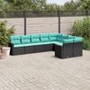 vidaXL Salon de jardin 9 pcs avec coussins noir r&eacute;sine tress&eacute;e