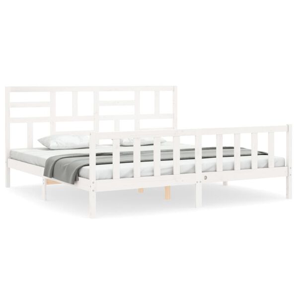 vidaXL Cadre de lit sans matelas blanc 200x200 cm bois massif de pin