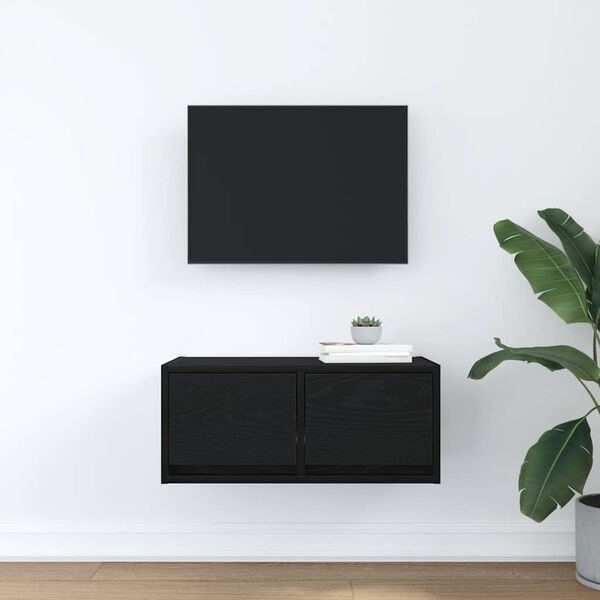 vidaXL Meuble TV ch&ecirc;ne noir 60x31x25,5 cm bois d'ing&eacute;nierie