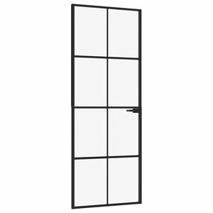vidaXL Porte d'intérieur Noir 76x201,5 cm Trempé verre aluminium fin