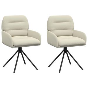 vidaXL Chaises de salle &agrave; manger pivotantes 2 pc Simili cuir Cr&egrave;me