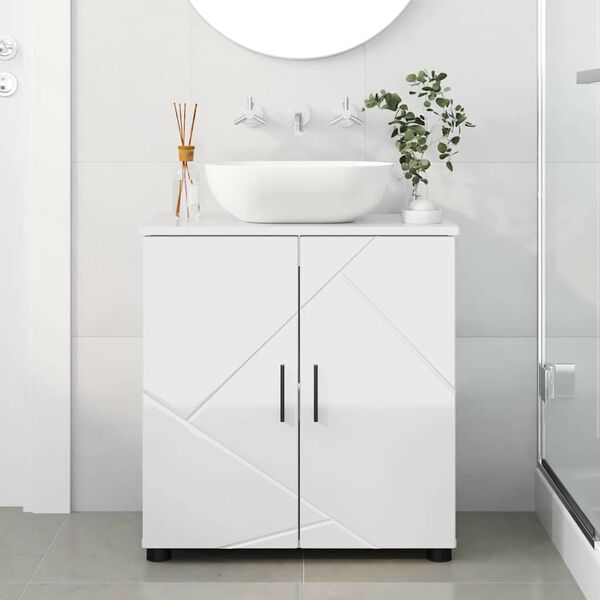 vidaXL Cabinet de salle de bain Blanc brillant 61 x 35 x 64 cm