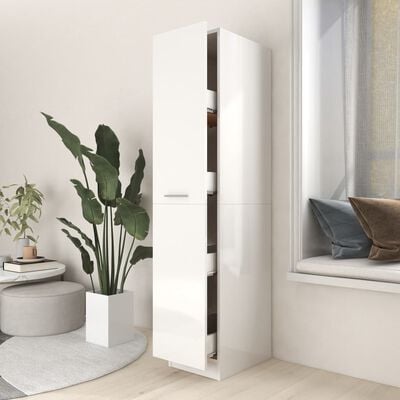 vidaXL Armoire d'apothicaire Blanc brillant Bois d’ingénierie