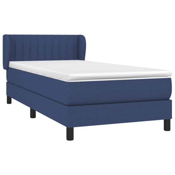 vidaXL Sommier &agrave; lattes de lit avec matelas Bleu 90x190 cm Tissu